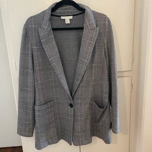 LIGHT GREY PLAID OVERSIZED BLAZER